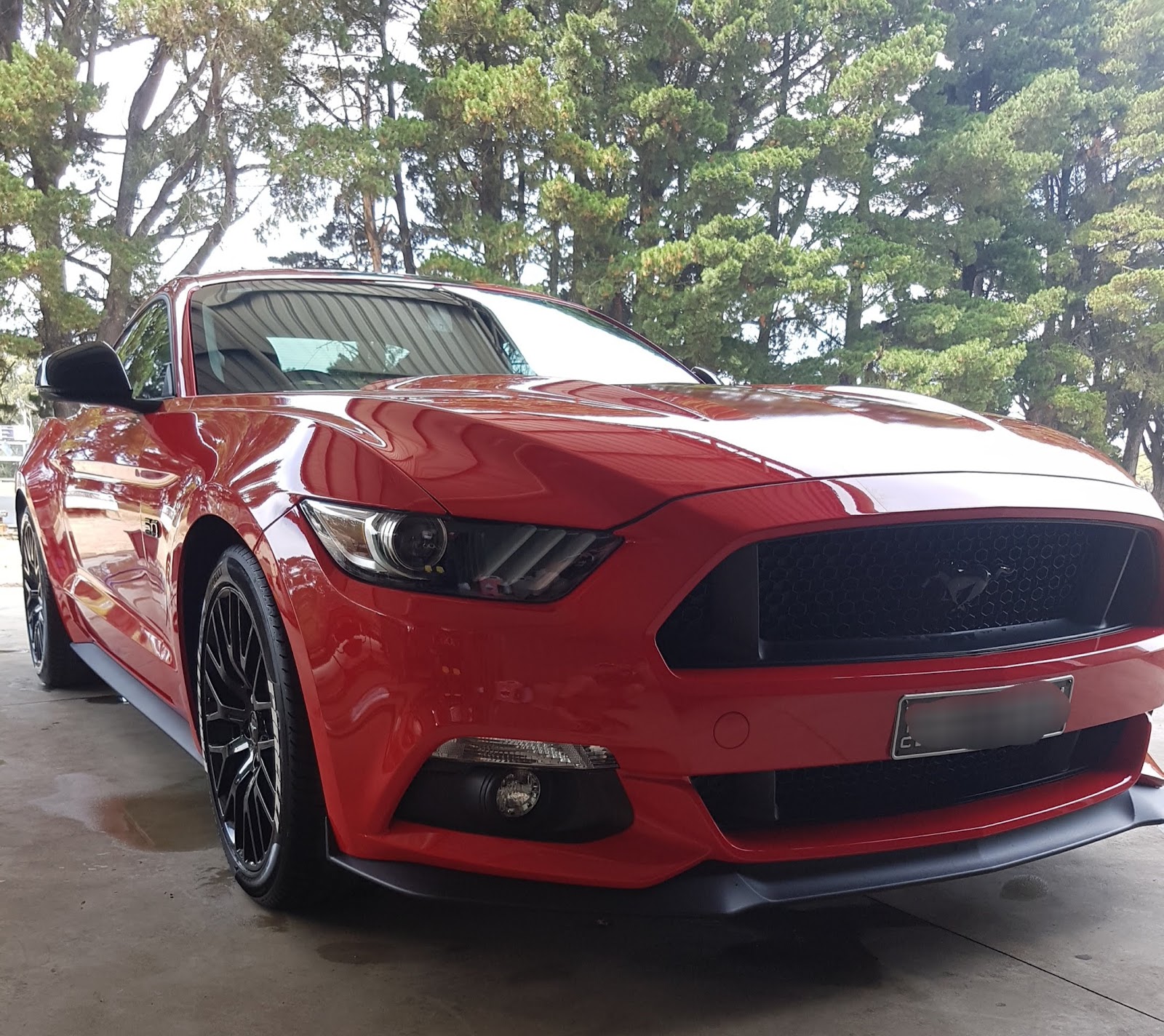 Red Ford Mustang GT finished with a deep gloss